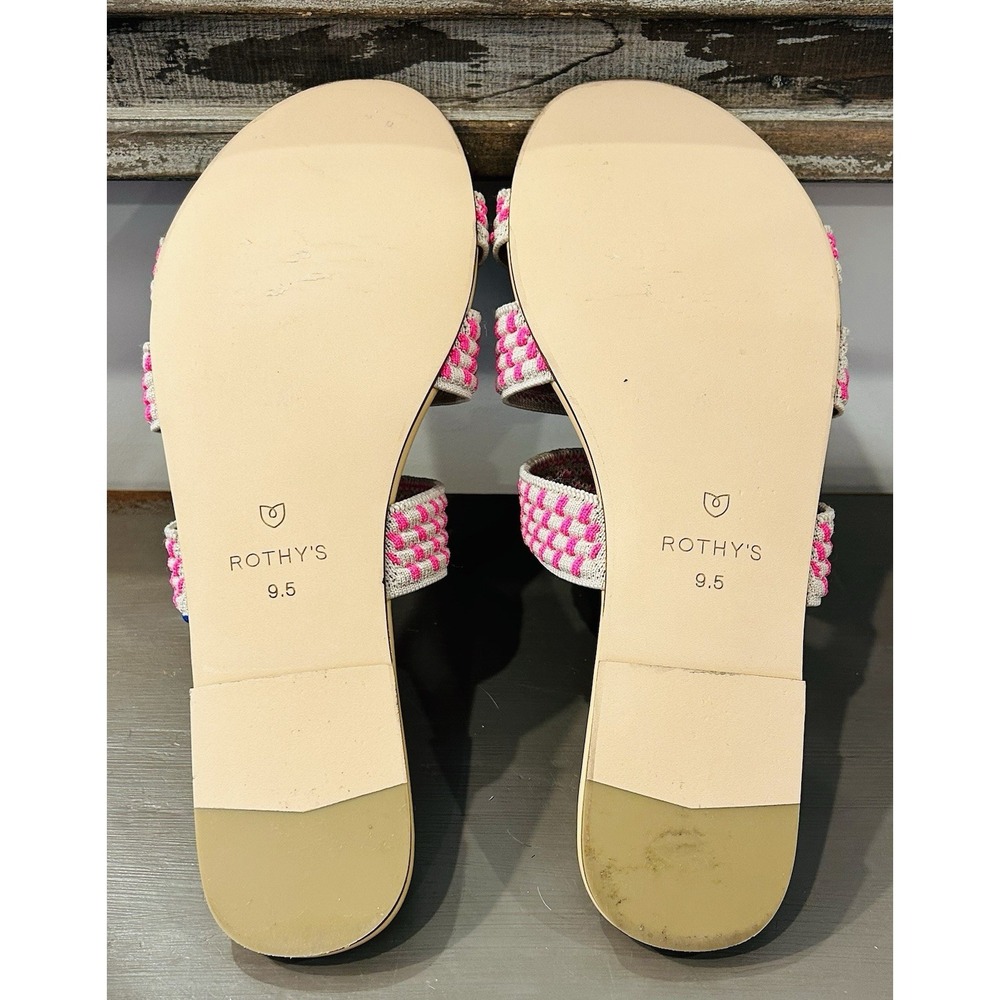 Rothy's Hot Pink Basket Stitch Triple Band Sandals Size 9.5 EUC - Picture 8 of 9